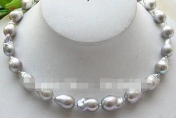 

yan 1386 17" 18-20 mm gray southsea baroque keshi reborn pearl necklace
