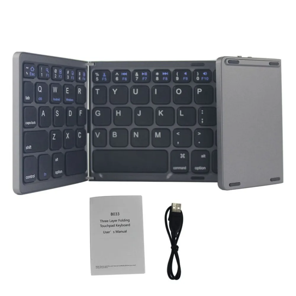 Двойной складной Bluetooth клавиатура BT Touchpad Портативный складной Беспроводной клавиатура для IOS для Android для Windows ipad Tablet