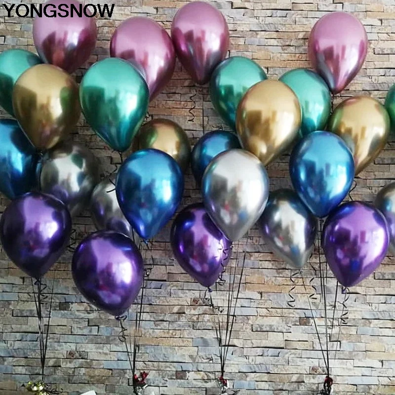 YONGSNOW 10/20 шт. 12 дюймовый толстый жемчужный металлический шар латексный гелиевый