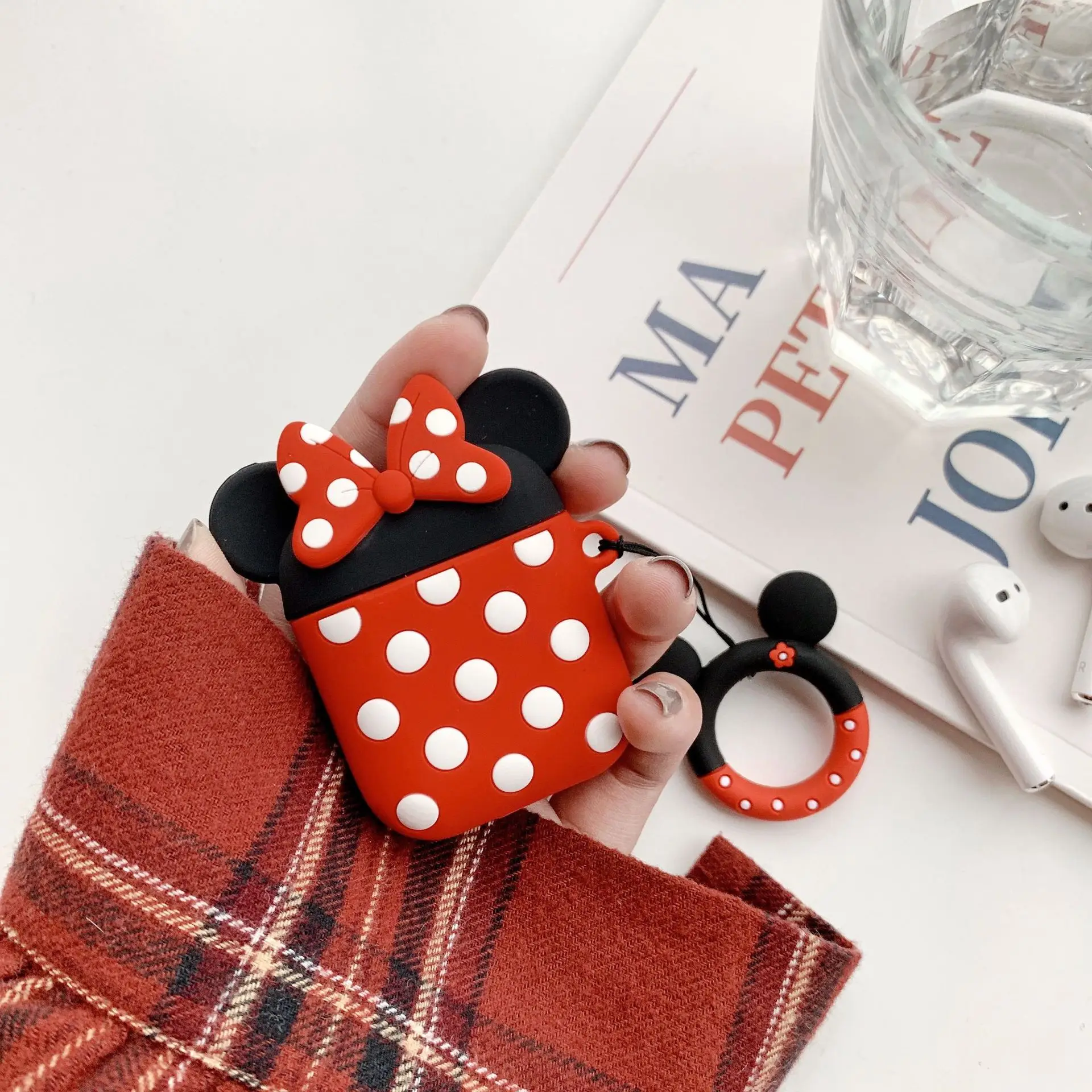 Disney мультфильм портмоне AirPods защитный чехол Bluetooth беспроводная гарнитура Набор творческой личности женские модели падение lanyar