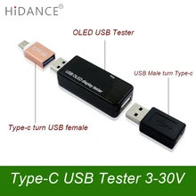 Type-c OLED 128×64 USB tester DC current voltage voltmeter Power Bank battery Capacity monitor qc3.0 Phone charger Meters 3-30V