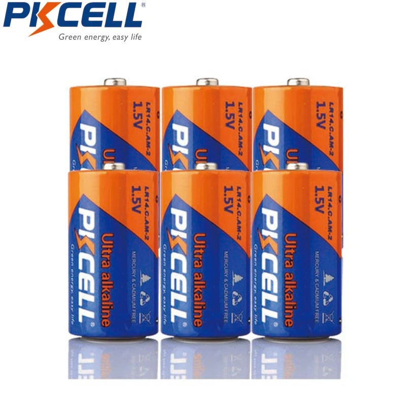 6Pcs PKCELL C LR14 Battery AM2 CMN1400 E93 Super Alkaline Batteries 1