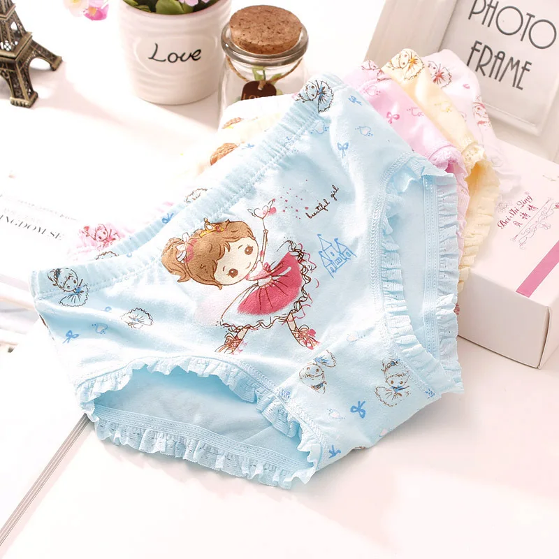 

4pcs/ A Lot 3-9 Y Kids Underpants Cartoon Dance Girl Triangle Underwear Baby Cotton Underwear Panties for Shorts Nurseries Child