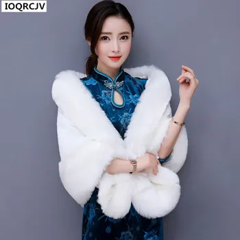 

Women Luxury Shawl Fur Faux Fur Cloak Coat 2018 New Winter Bridal Cloak High Quality Women Clothing 3 Colors Faux Fur Cloak AA23