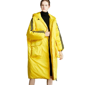 

New fashion trend 2019 All stars show woman 90% white duck down jacket with hooded keep warm Thick parkas big size
