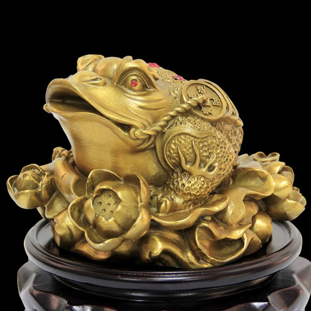 Chinese Lucky Money Gold 3 Legged Toad Frog Feng Shui Attach Wealth Charm Ancient Coins Hone Office Decor Golden Lucky Gifts