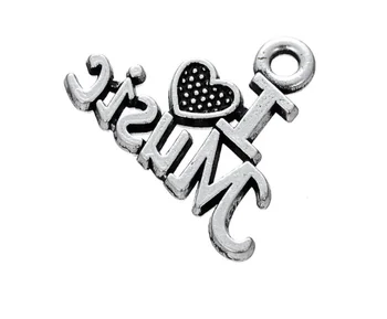 

70pcs Exquisite I LOVE MUSIC charms pendants 20.2*16mm Antique silver bag accessories craft Jewelry earring bracelet necklace