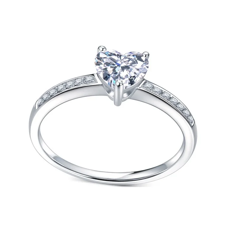 Uloveido кольца для женщин Свадебные ювелирные изделия кольцо в форме сердца женское серебро 925 пробы ювелирные изделия кубический цирконий с коробкой 40% скидка LJ079