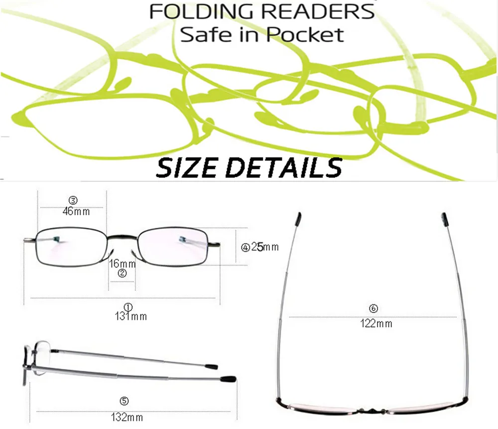 Occhiali Da Lettura Clara Vida Stainless Reading Glasses Folding For Men For Women Portable +1 +1.25 +1.5 +2 +2.5 +3 +3.5 +4 4