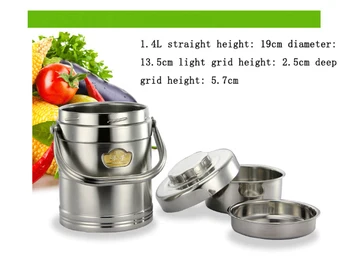 

Double steamed lattice Stainless steel double lift pot Meal Box Insulation bucket Non-magnetic insulation lunch Box