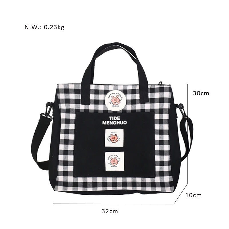 Menghuo New Animal pattern Canvas Messenger Bag Girls Single Shoulder Bag Crossbody Bag Women Female lattice Bags Bolsa Feminina (2)