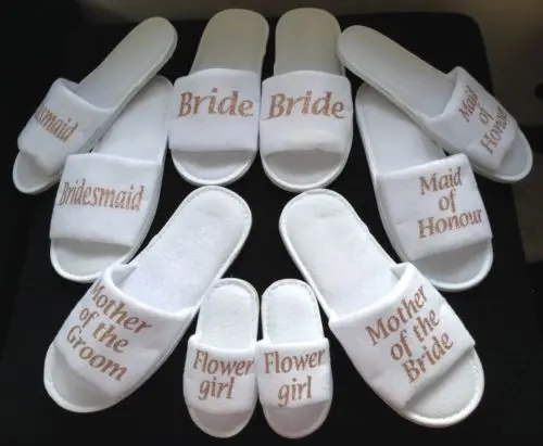 gold wedding slippers