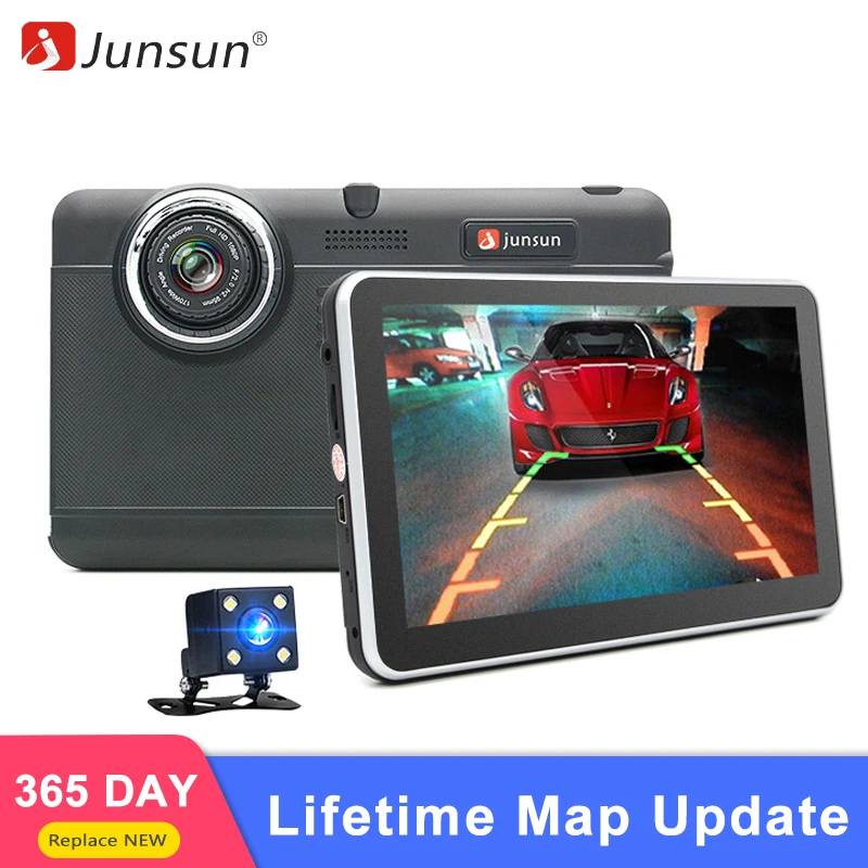 Junsun 7 inch Автомобильный видеорегистратор камеры android gps навигация WI FI Bluetooth