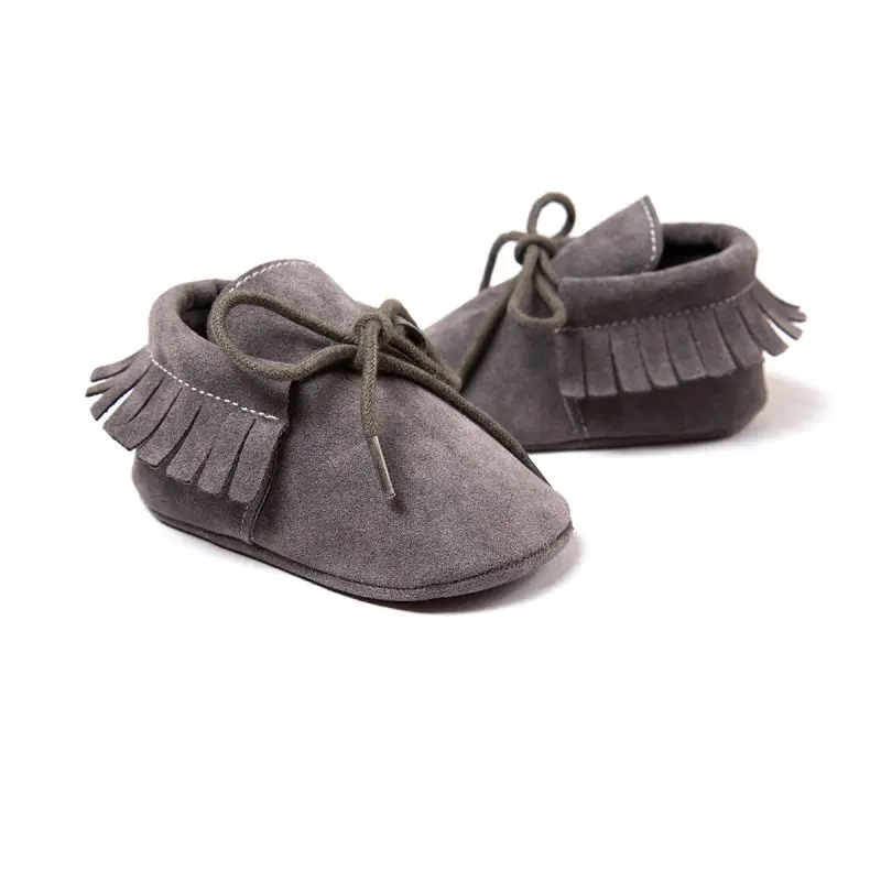 

Boy Girl Soft Moccs Fringe Soft Soled Non-slip Footwear Crib Shoes PU Suede Leather Newborn Baby Moccasins hot
