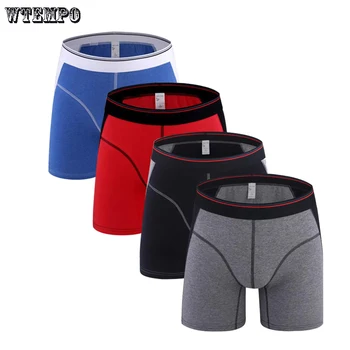 

2 Pieces/lot Brand Boxer Solid Cotton Long Boxer Short Men Underwear Soft Breathable Underpants Male Boxer Homewear Slip Panties