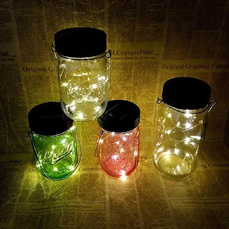 

2M 20 LED Solar Mason Can Lid Cap Light String LED Fairy Light Decorative String Light for Garden Yard Home Landscape Light