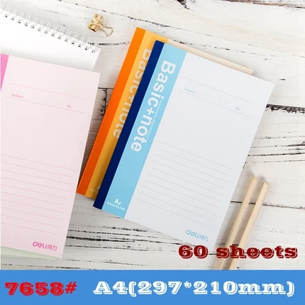 1PCS Deli 7650 Soft face notebook Hand writing notebook A5 B5 A4 32k Size optional 30-100 sheets notebook - Цвет: A4-60sheets