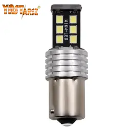 1 шт супер яркий 1156 BA15S P21W 15 SMD 2835 Canbus светодиодный Авто сигнальные лампочки отложным воротником фонари габаритных огней DC 12 V Белый лампы