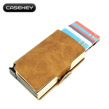 

New Fashionable Alluminum RFID Blocking Cards Holder Wallet Without Bending and Spoil PU Leather Prizes for Workers