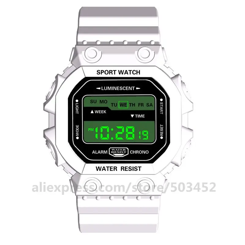 

100Ppcs/lot HONHX Watch running Chronograph Calendar Date Quartz Waterproof multiple zone led digital watch