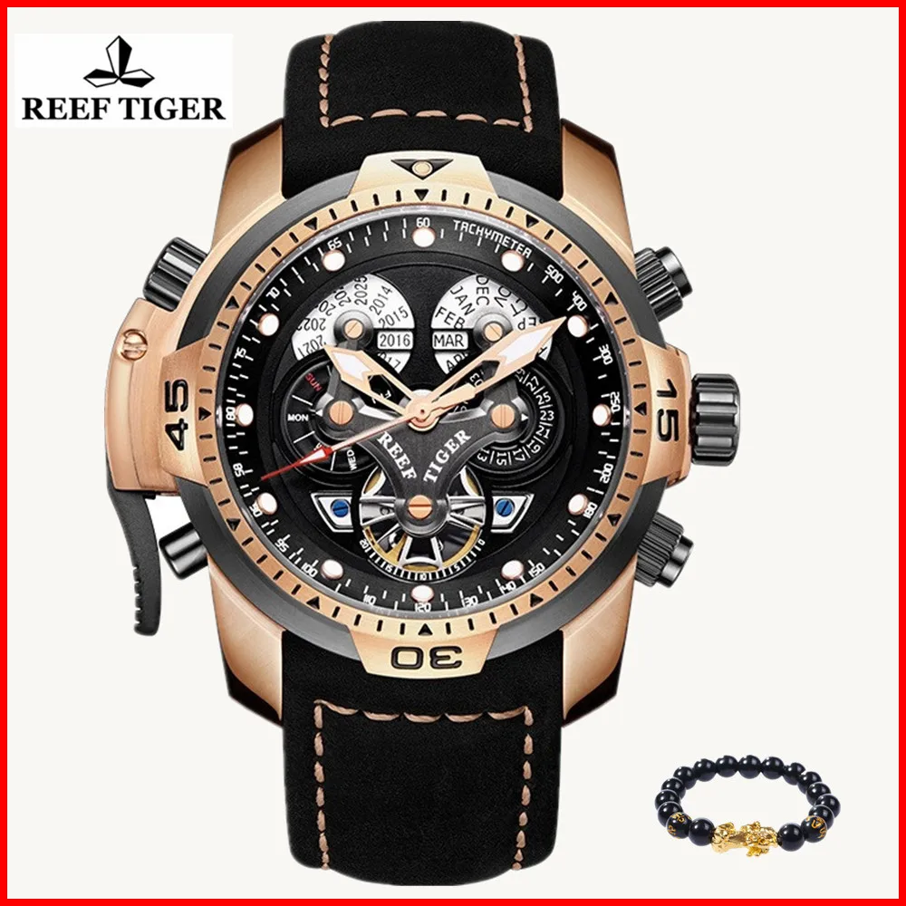 

2019 Reef Tiger/RT Top Brand Luxury Sport Watch Men Rose Gold Military Watches Blue Rubber Automatic Waterproof Watches RGA3503