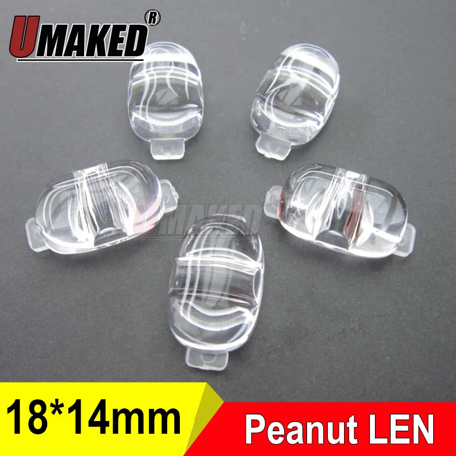 

100pc led lens 18x14mm Peanuts lens without holes lights lens PMMA high power lens clear surface for LED street Light free ship
