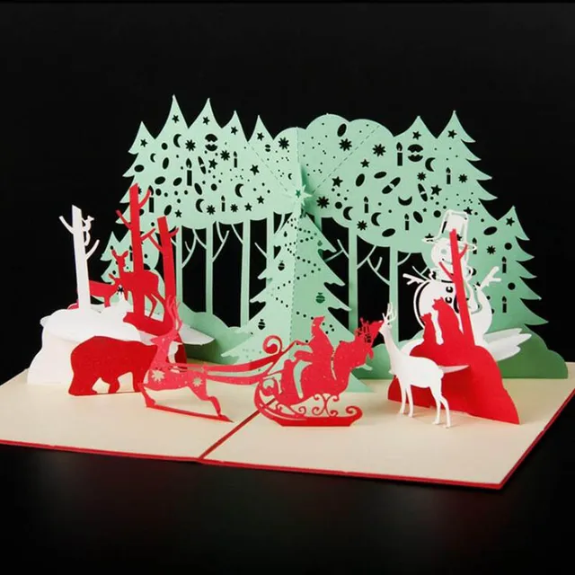 3d sculpture paper greeting card folding invitation card christmas
