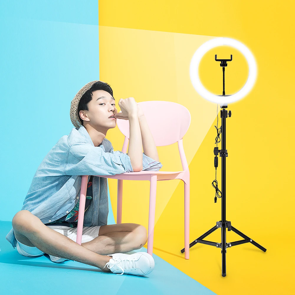 Yizhestudio 비디오 라이트 라이트 스탠드 10 인치 비디오 링 램프 USB 플러그 26cm 사진 링 조명 라이브 스튜디오 메이크업