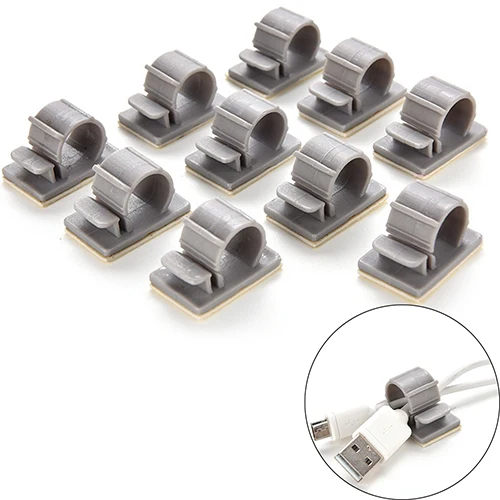 10 Pcs Cable Wire Line Organizers Fasteners Plastic Self stick Cord
