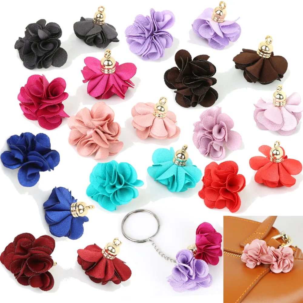 

10pcs/lot Fashion 3cm Flowers Pendant Tassels/Brush Fit Handmade DIY Earring/Key Chain/Bag Jewelry Accessories Jewelry Making