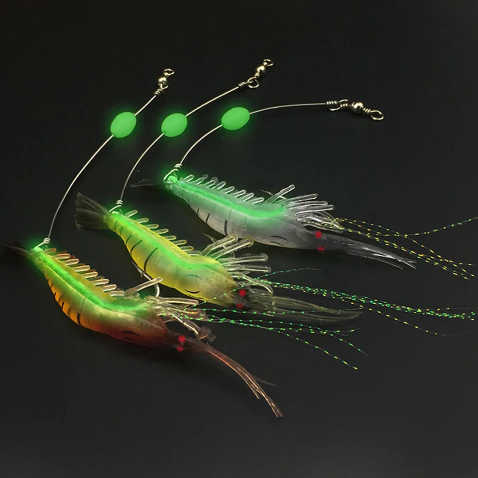 

1Pcs Shrimp Soft Lure 9cm/6g Fishing Artificial Bait With Glow Hook Swivels Anzois Pesca Sharp Rigs Fishing Lure