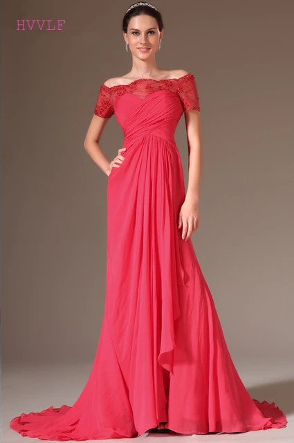 New-Red-Lace-Boat-Neckline-Cap-Sleeves-Court-Train-Evening-Gowns-Evening-dress.jpg_640x640