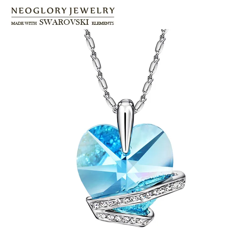 

Neoglory Austria Crystal & Czech Rhinestone Long Necklace Romantic Heart Shaped Alloy Plated New Lady Party Gift