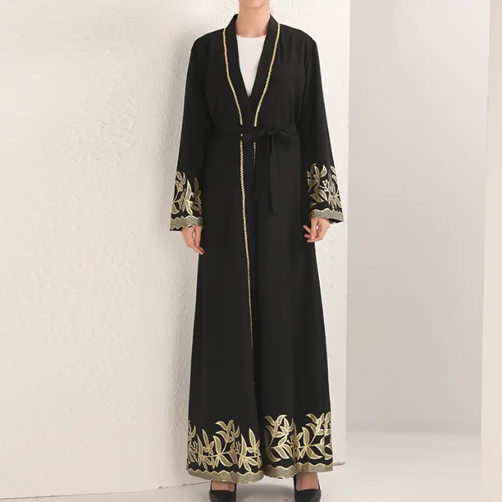  2019 Abaya Dubai Gaun Jubah Bordir Emas Burqa Kaftan Baju 