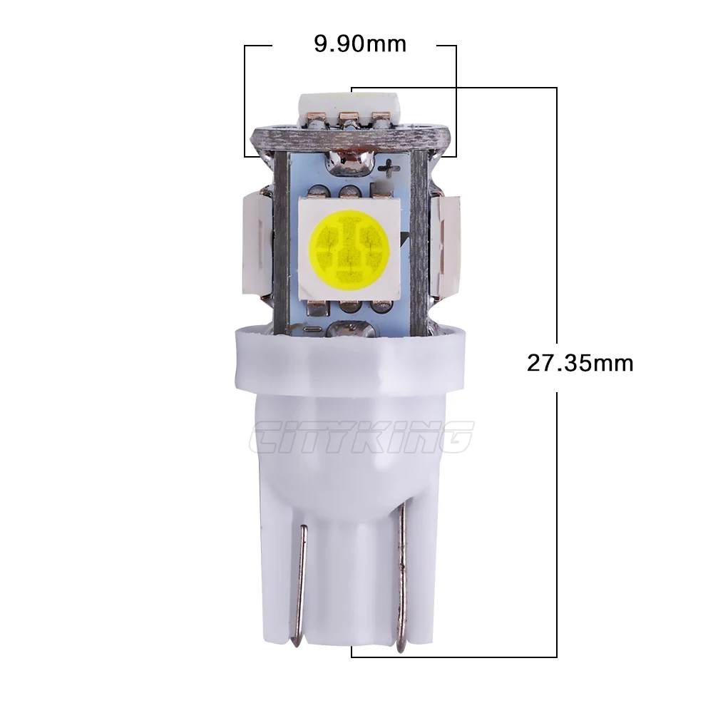 10 шт. Автомобильные светодиодные лампы T10 5led 5050 smd w5w светодиодный t10 5smd 168 194 5