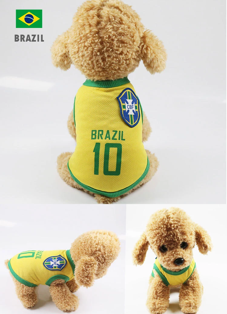 

Pets clothes Brazil Team Mesh Breathable dog shirt World Cup