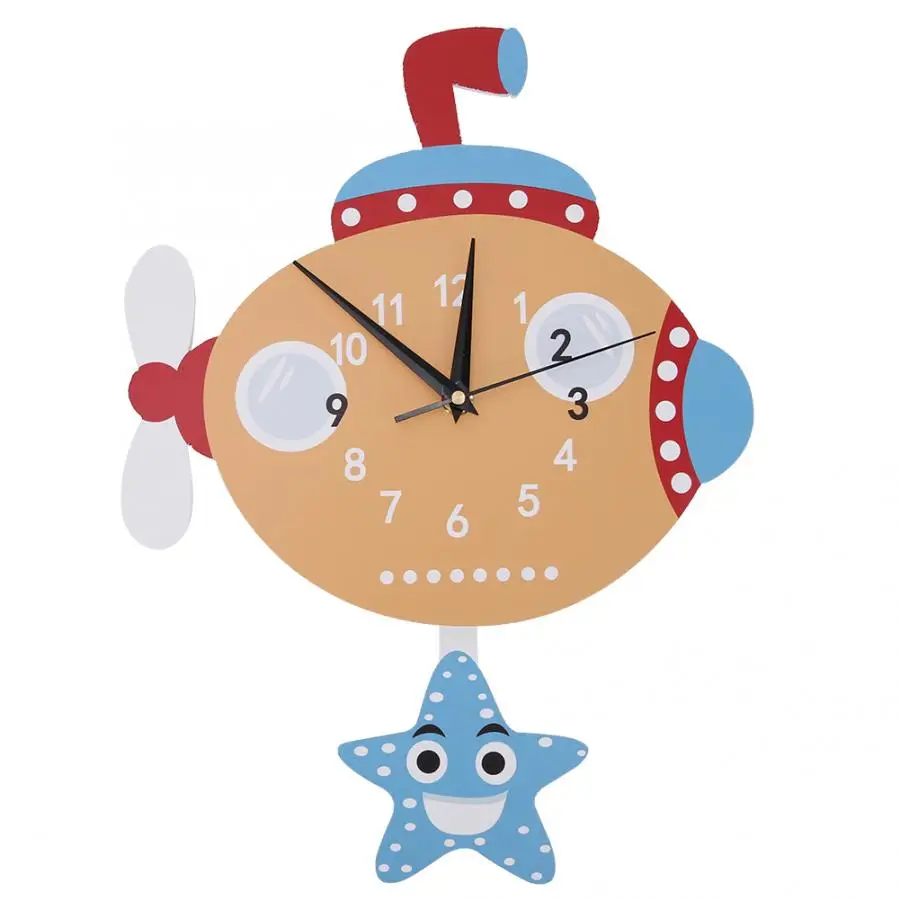 Modern Cute Cartoon Shape Pendulum Wall Clock DIY Decor for Kids Room Bedroom Decoration | Дом и сад