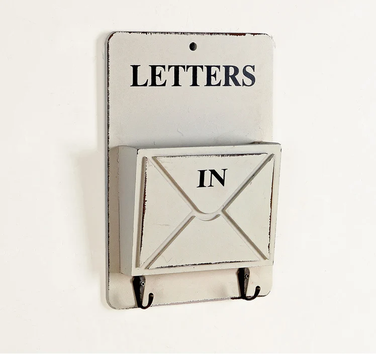 European Vintage Mailbox Style Wall hook Bar Decor hanger zakka