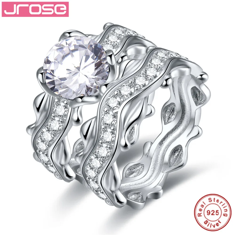 

Jrose Classic Engagement Wedding A Pair Of Rings For Women Mens White CZ 100% Real 925 Sterling Silver Fashion Fine Jewelry