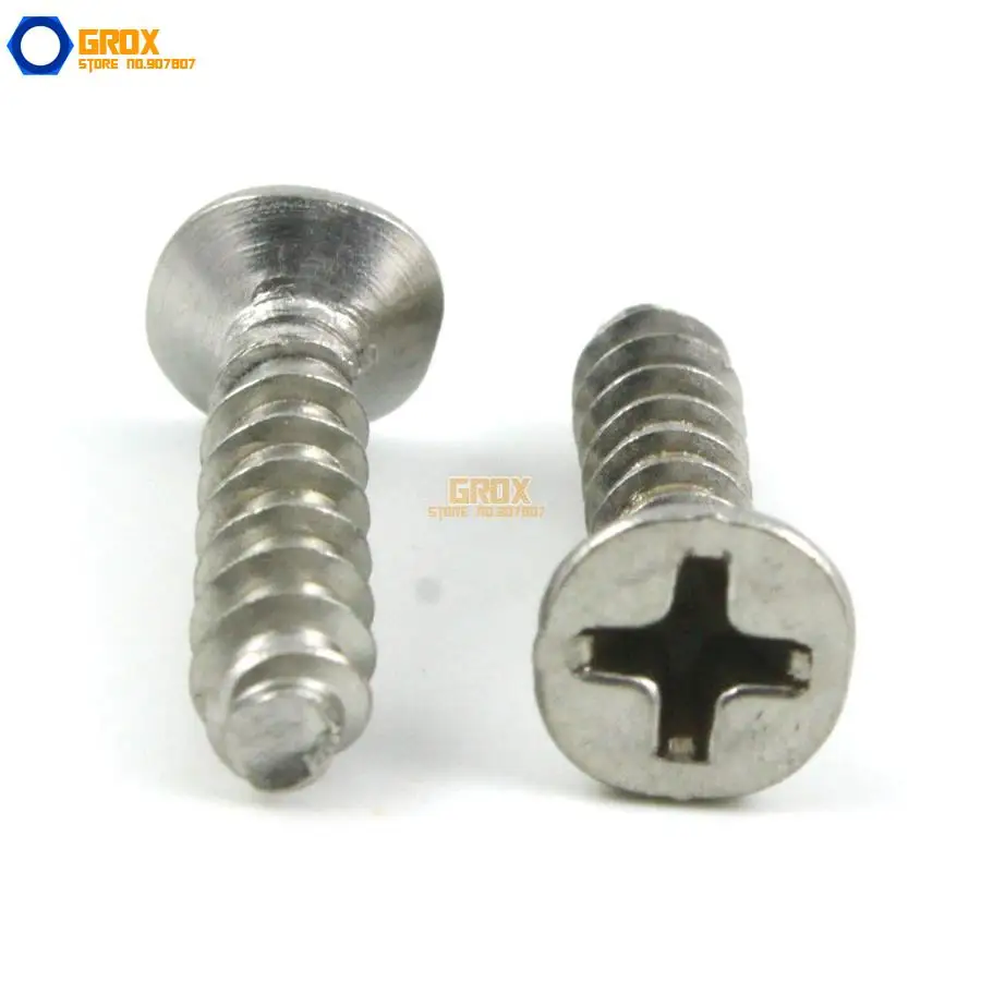 300 Pieces M2*8mm Pan Head Flat End Phillips Self Tapping Screw 