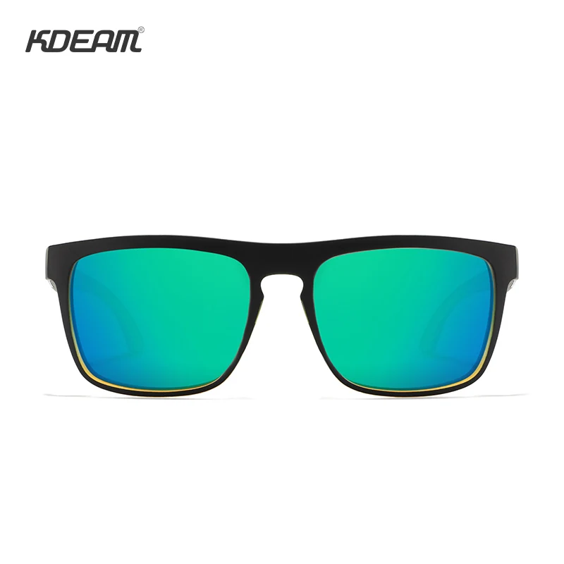 New arrived Cool Colors block design Sunglasses Men Square Mirror green Polarized lens UV400 protection KD156 C8 KDEAM|Мужские