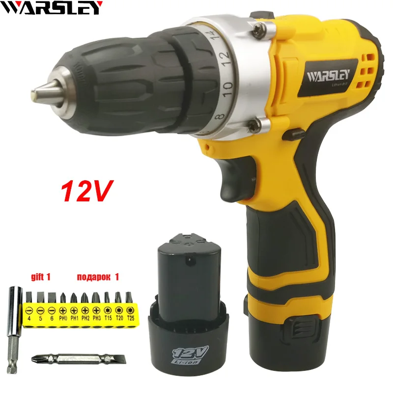 

12V power tools electric Drill Electric Cordless Drill Mini electric drilling Handheld drill Eu plug 2 Batteries Screwdriver