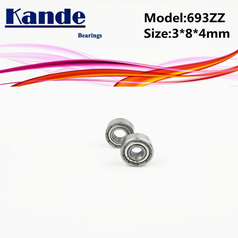 Kande подшипники 693ZZ 10 шт. ABEC-1 693 ZZ ABEC-3 693ZZ ABEC-5 693-2Z миниатюрный шариковый подшипник с глубоким жёлобом 3x8x4 мм 693