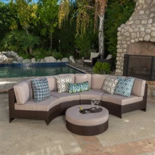 Горячая Распродажа Удобная садовая мебель небольшой диван изогнутый диван из ротанга