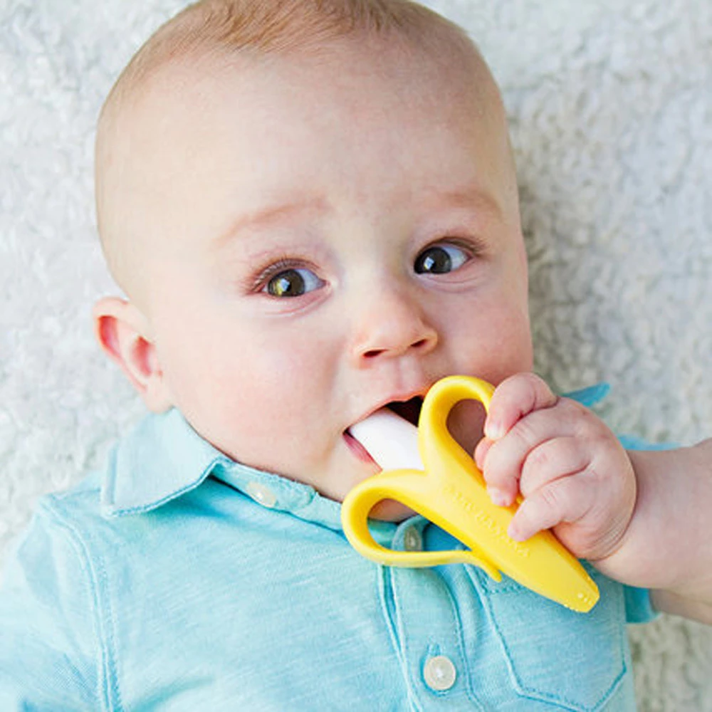 

Baby Teether Silicone Teether Baby Safe Banana Toothbrush BPA Free Teethers For Teeth Infant Dental Care Toys Kids Chewing Gift