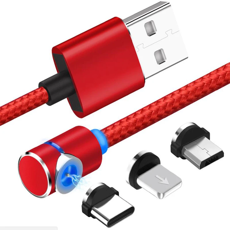 3 في 1 الكوع المغناطيسي الهاتف كبل شحن الإضاءة المصغّر usb نوع C المغناطيس سريع شاحن آيفون X 7 8 6 لسامسونج هواوي LG