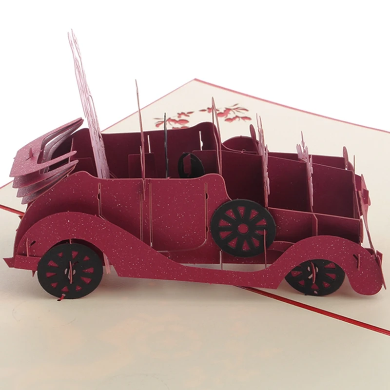 2018 3D Pop Up Винтаж автомобиль Поздравительная открытка свадьба Валентина День рождения InvitationRamadan фестиваль подарки
