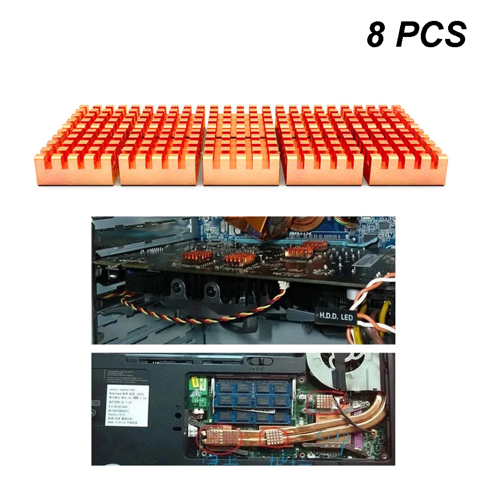 8 шт. медная видеокарта материнская плата теплоотвод видеокарта пассивная теплоотвод памяти кулер VGA ram радиатор радиатора