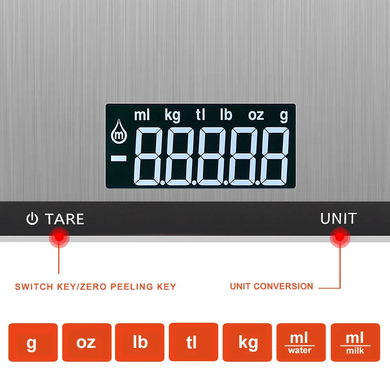 Цифровые кухонные весы на платформе из нержавеющей стали, электронные кухонные весы с сенсорной кнопкой, профессиональные измерительные инструменты с ЖК-дисплеем