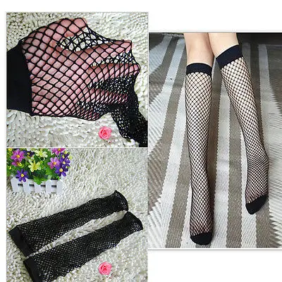 

Women Nylon Knee High Fishnet Mesh Net Solid Color Short Crew Socks Intriguing